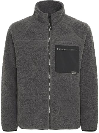 11 Project PRRomy Herren Teddy-Jacke Jacke Übergangsjacke mit Brusttasche Reißverschlusstaschen Stehkragen Label-Details Regular fit, Größe:L, Farbe:Forged Iron (193907)