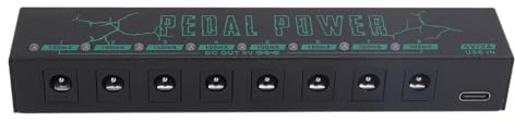 Guitar Pedal Power Supply, 8 Isolated Outputs Lightweight Aluminium Alloy Pedalboard Power Supply 9V for Musicians Live Performances Studio Recording Touring