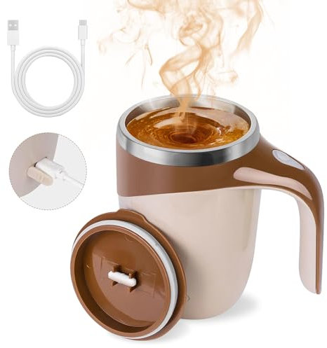 Selbstrührende Tasse, Elektrische Magnetrühr-Kaffeetasse, Blender Bottle, 380Ml Edelstahl-Mischbecher Reisebecher, Shaker Elektrisch Schüttelbecher für Kaffee-Milch-Kakao (1, Kaffee)