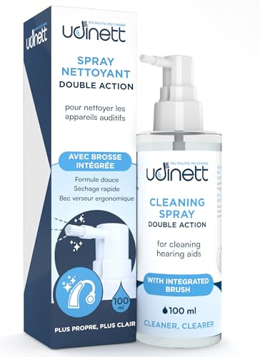 Spray Limpiador de Audífonos de 100ml con Cepillo Integrado Udinett Sanitizante para Auriculares Bluetooth Fórmula Delicada Sin Alcohol Elimina el Cerumen y la Suciedad