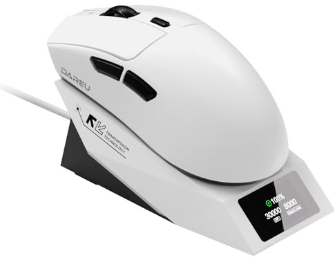 DAREU AE6 Pro Wireless Gaming Mouse, Custom PAW3950 30K Sensor, Wireless/Wired Dual 8K Polling,59g Lightweight, Display Charging Dock, Excimer Coating,3-Mode Connect, Programmable,166H Battery
