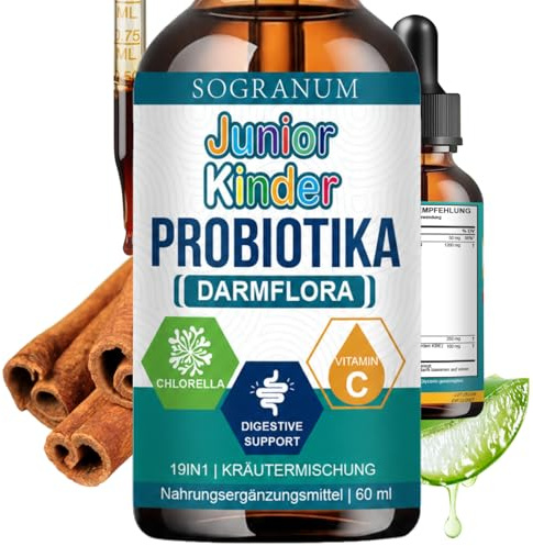 Detox bambino probiotico | Flora intestinale, Sistema immunitario, vitamina bambino | Aloe vera, clorella, lattobacilli, vitamina C | 4 anni in