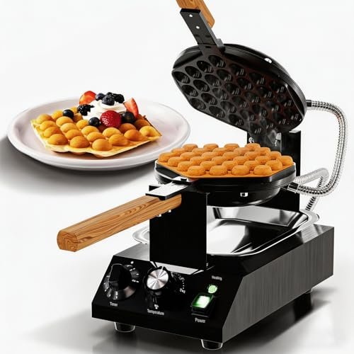 Gofrera De Hojaldre De Huevo De 1500 W, Máquina Para Hacer Gofres De Burbujas Con Bandeja Giratoria De 180 ° Y Revestimiento Antiadherente, Temperatura Ajustable 50-250 °c Máquina Eléctrica Comercial