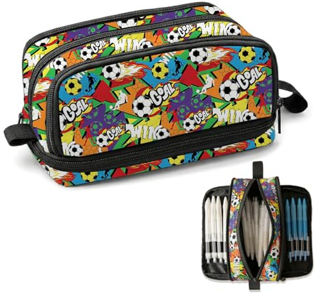 BSITSSS Astuccio Calcio, Grande Capacità Astuccio Portapenne con 3 Scomparti,Calcio Astucci Scuola per Università Ufficio Studenti Matite Penne Cancelleria Organizer Idea Regalo