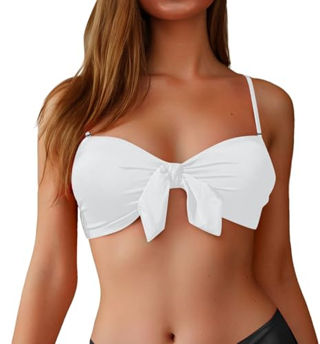 Generisch A47 Bikini pour femme - Taille haute - Push Up - Tankini push up - Grandes tailles - Sportif - Triangle - Bandeau dos nu - Volants - Taille haute - Vacances
