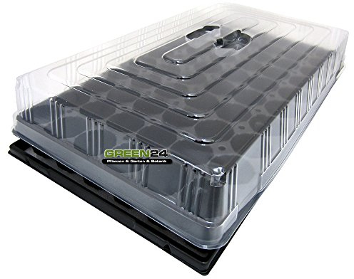 GREEN24 Hydroponik 40. Zimmer-Gewächshaus Profi XL mit automatischer Bewässerung für die Anzucht Zimmer Treibhaus mit Wanne + Kapillarsystem + Topfplatte + Haube