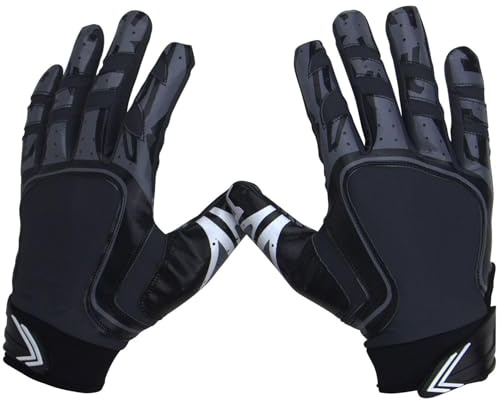 Pure Athlete Football Wide Receiver Gloves - Elite Sticky Grip Gloves, Drip Gear for WR and Defensive Backs - Adult, Youth, Men and Boys (Black, Adult Medium)
