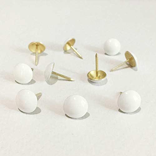 500 piezas mucho: 11 mm de profundidad x 17 mm de largo, tachuelas de tapicería de sofá pintadas en blanco, tachuelas decorativas para muebles de madera, clavos para el pulgar, clavos de tapicería