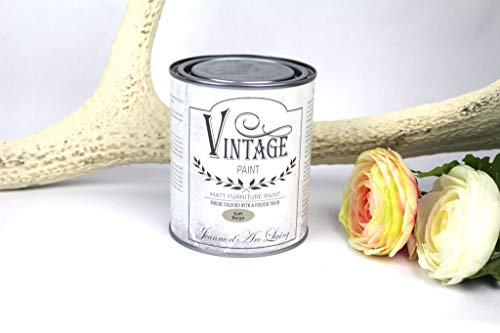 Jeanne d'Arc Living Vintage Paint Kreidefarbe Soft Beige Wasserbasiert und Umweltfreundlich 700 ml/23,6oz Chalk Kalkfarbe JDL Malen