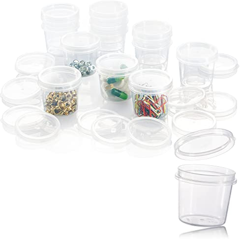 com-four® 12x Aufbewahrungsbehälter mit Deckel - Universal Döschen aus Kunststoff mit Verschluss - stapelbare Becher für Kosmetik, Creme, Lotion und Bastel-Materialien - je Leerdose 35ml (12 Stück)