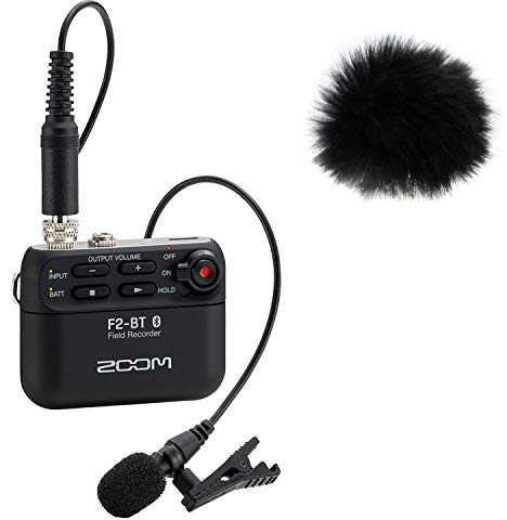 Zoom F2-BT Bluetooth Field-Recorder mit Lavalier-Mikrofon + Fell-Windschutz