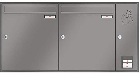 RENZ/Schattenfuge / 2er Unterputz-Briefkastenanlage Einbau-Briefkasten mit Sprechfeld/RAL-Farbe 9007 Volumen 23 L/Dein-Briefkasten.de