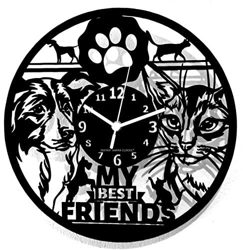 Instant Karma Clocks | Haustier Wanduhr – Hunde & Katzen Deko | Geräuschlosem Quarzwerk | Geschenkidee für Tierliebhaber, Katzenfreunde, Hundefans