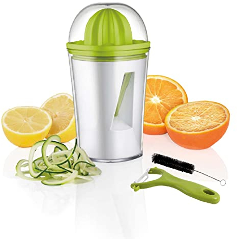 TAVIALO Gourmet Presse agrume, spiraliseur de légumes et éplucheur 3 en 1, Spiraliseur de Légumes, Spaghettis de Légume, Courgette Carotte Concombre