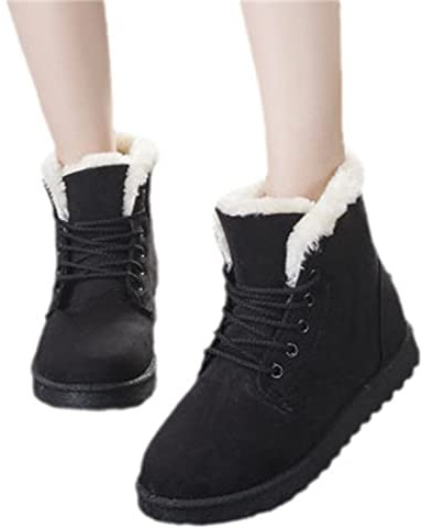 tinetill Chaussons d'hiver Chaussures avec Doublure, Bottes d'hiver Bottes de Neige moelleuses Bottines à Lacets, Chaussures d'hiver Femmes Bottes de Neige Chaudes imperméables, Chaussures