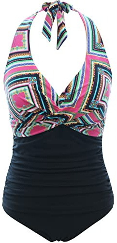 Bslingerie® Damer retro push up monokini one piece badkläder, Fyrkanter, M
