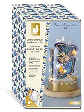Janod - Campana Luminosa Farfalle Blu e Dorate Fai-da-Te - Les Ateliers Déco - Kit attività Creative Bambini - Abilità Fino-Motorie e Concentrazione - dagli 8 Anni, J07878