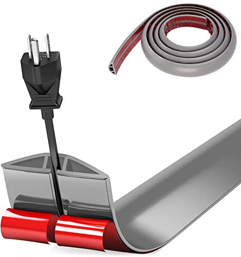 Bocguy 1M Pasacables Suelo, Canaleta Cables Suelo, Protector de Cables para Suelo, Cubiertas de Suelo para Cables Autoadhesiva Montaje para Todos los Hogar, Oficina, Escuela, Almacén (Gris)