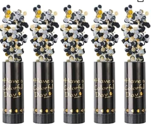 Lot de 6 canons à confettis, confettis biodégradables, adaptés pour les fêtes, Noël, mariages et autres fêtes
