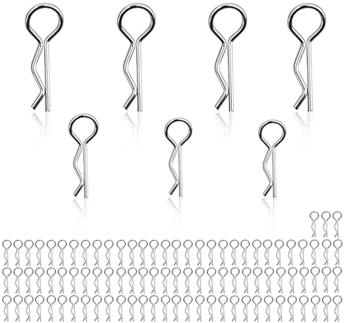 LNSYSNS Federstecker, 150 Stück Splinte, Splinte Sortiment aus Hochwertigem Metall, Geeignet für Ersatzteile für RC-Car-Shell-Modelle im Maßstab 1:10