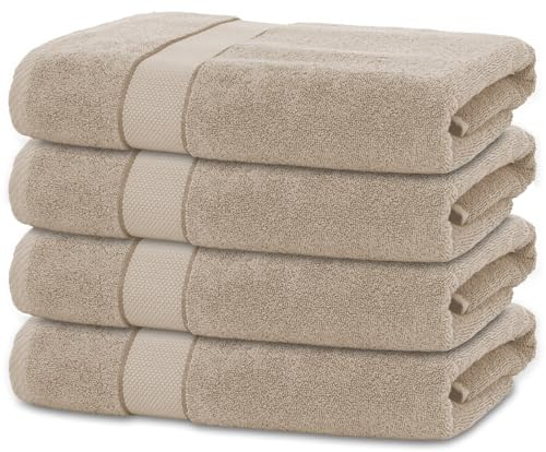 BANANALU 4 Badetücher 70x140 cm 100% Baumwolle Badetuch Duschtuch Taupe