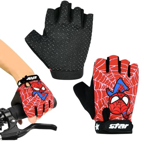 Fahrradhandschuhe Kinder Fingerlos, Wandern radhandschuhe, Bike Gel BMX Handschuh Jungen/Mädchen, Scooter radhandschuhe, Kinder Fahrradhandschuhe für Sommer Freizeit Alter 5-10 Jahre (color-3)