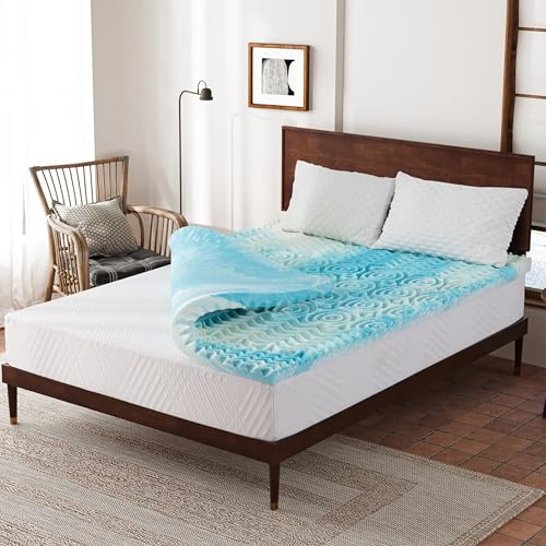 Dyonery 4 Inch 5-Zone Gel Memory Foam King Mattress Topper, CertiPUR-US Certified, Cooling Sleep, Pressure Relief, 76×80×4