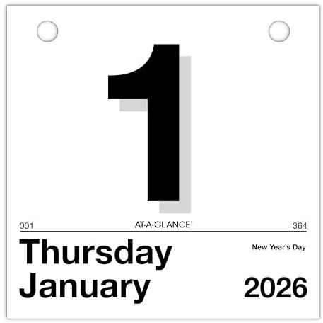 AT-A-GLANCE 2026 “Today Is” Daily Wall Calendar Refill, 6 x 6, Small (K15026)