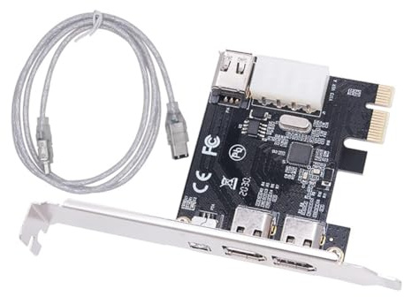Glayent Tarjeta de Captura de Vídeo PCI-e 1X 1394 DV HD de 4 Puertos Tarjeta Firewire 800/400/200/100 Mbps Compatible con Intercambio en Caliente para Escritorio