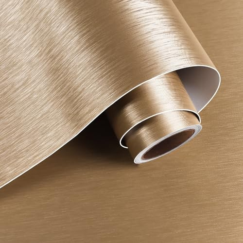 VaryPaper 15.7x78.7 Bronze Brushed Stainless Steel Contact Paper for Appliances Fridge Vinyl Wrap Self Adhesive Refrigerator Wallpaper Metallic Peel and Stick Wallpaper for Countertops Dishwasher