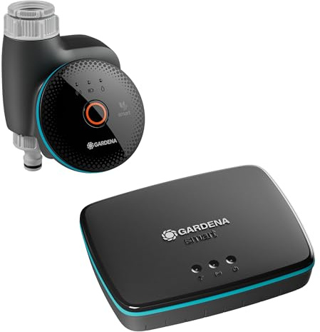 Gardena smart bevattningsdator set med gateway bevattningsdatorer; smart: Datadriven bevattning*, Integrering i smarta hem*, Smart bevattning, Högkvalitativ ventilteknologi (19043-20)