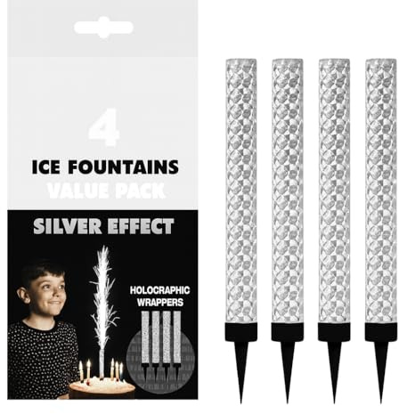 NOVAEASE Pack of 4 Silver Ice Fountain Sparklers for Birthday Wedding Anniversary Christmas Party Sparkling Candle