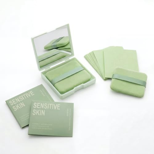 300 Sheets Oil Absorbing Blotting Paper with Mirror and Puff | Portable Face Oil Control Sheets for Oily Skin Makeup and Shine Removal