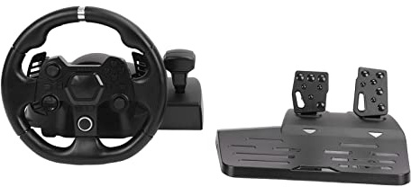 Tbest Gamingratt för/PC, 270° Roterande Racerhjul med Vibrationsfeedback, 7-nivåkänslighet, 11-tums Hjul och Pedaler, Programmerbara Knappar för GTA och Simuleringsspel