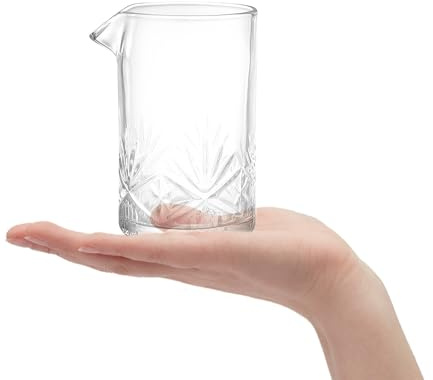 IWOWHERO Professionellt Cocktail Blandningsglas med Tjock Botten och Ingraverad Design Stabilt Omskakningsglas för Bar och Drycker Elegant Kristallklar Blandningskanna för Bartenders och