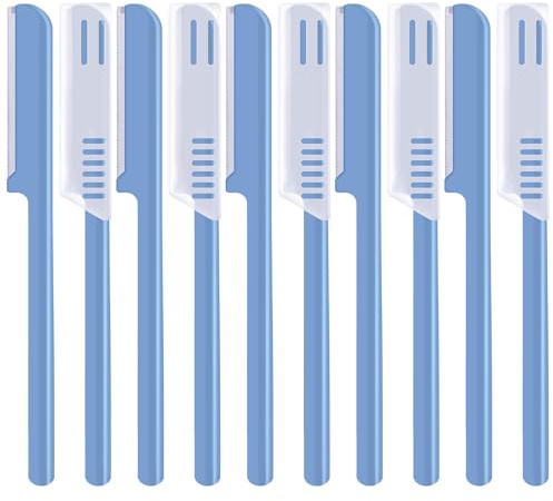 Women's Facial Razor Eyebrow Shaver Razor Brow Shaper Eyebrow Trimmer Dermaplaner Shaping Tool with Cover (Blue)