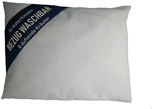 Cuscino alle erbe aromatiche con 8 diverse erbe curative come luppolo, melissa, finocchio, menta, petali di rosa, lavanda, ysop, quendel, rivestimento lavabile, motivo 254 (fiori verdi) ca. 20 x 24 cm