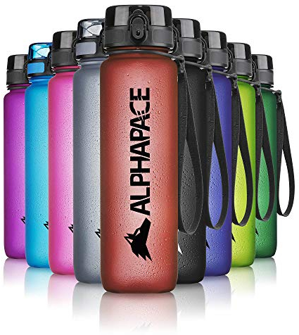 ALPHAPACE Trinkflasche, auslaufsichere 500 ml Wasserflasche, BPA-freie Flasche für Sport, Fahrrad & Outdooraktivitäten, Sportflasche mit Fruchteinsatz, in Dunkelrot