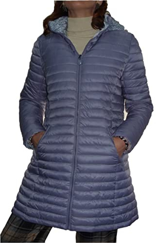 Fantasy Giacca Lunga 100gr. Leggero Mezze Stagioni Trapuntino Donna Taglia Comoda (Celeste Cenere, 56 IT)
