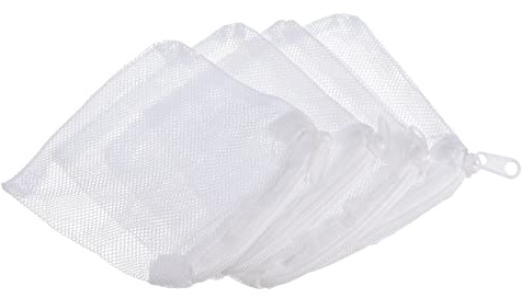 PATIKIL Aquarium Filter Media Bags 10x10cm 4 Pack Fish Tank Mesh Bags with Zipper White