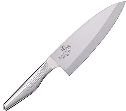 KAI Seki Magoroku Shoso Deba 18,0 cm lunghezza lama - acciaio inossidabile 5CR15MoV 56 (±1) HRC - affilatura convessa - manico in acciaio inossidabile 18-8 con motivo a rombi - coltello da cucina