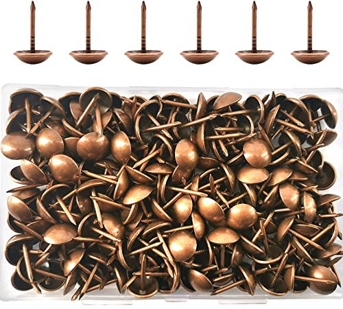 Ruidee 200 Pezzi Chiodini per Tappezzeria Puntine per Pollice Decorative Spille Puntine in Metallo Bullette Borchie Decorative per Mobili Abbigliamento per Divano Sedie Disegno(SFD/Red Bronze)