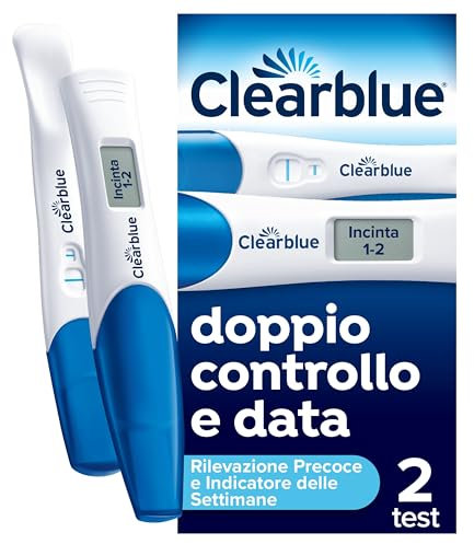 Clearblue Test di gravidanza Rilevazione Precoce Confezione combinata doppio controllo e data, 2 test (1 digitale, 1 visuale), L'imballaggio può variare