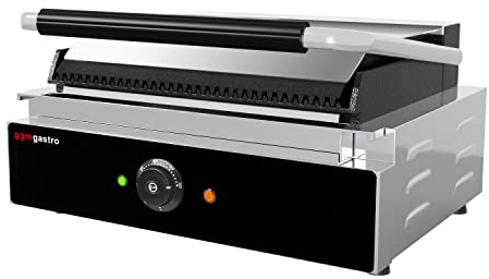 GGM Gastro | KGJ442 | Kontaktgrill - 2,2 kW - oben & unten Gerillt - Grillfläche: 345x235mm