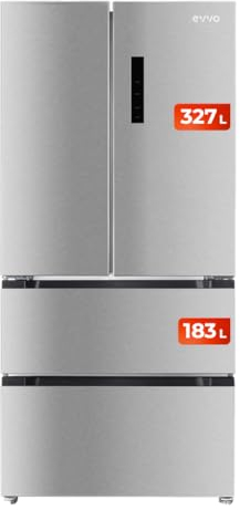 EVVO Frigorífico Francés, Total No Frost, Compresor Inverter, Capacidad frigorífico 356L y 203L Nevera, Elegante Display Integrado, Modelo: F80X (Acabado Inox)
