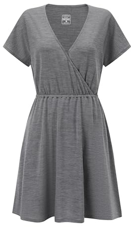Adeptwool Womens Merino Wool Wrap Dress Short Sleeve Deep V Neck