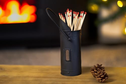 Marco Paul - Decoración grande de estilo vintage para el hogar, accesorios de metal para chimenea, cubo de madera, soporte para cerillas, chimenea y cerillas de casa, decoración del hogar y el jardín