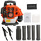 pofluany 52CC Professional Gas Leaf Blower, 1250W 550CFM Powerful Backpack Leaf Blower, Leaf Blowers Gas Powered, Snow Blower, Dust Blower, 3 Days Fast Delivery From UK Orange