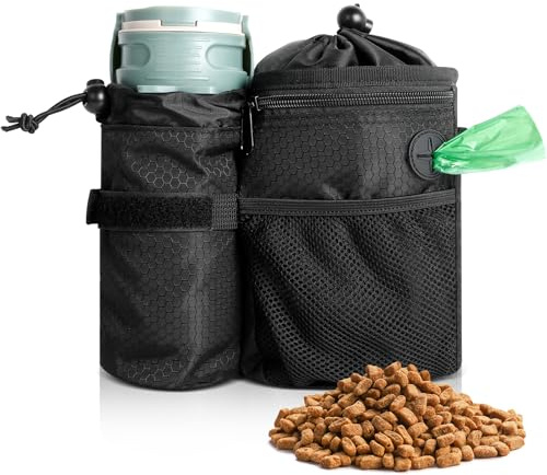 AiQInu Bolsa Premios Perro, Bolsa de Golosinas para Perros con Bolsa Desmontable para Botella de Agua, Bolsa de Comida Perros para Adiestramiento