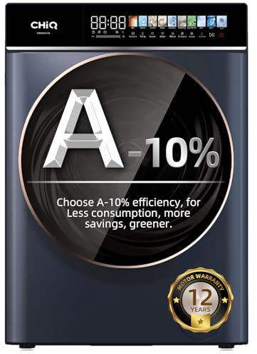 CHiQ CW106581AXU Washing Machine, 10kg, 1400rpm, BLDC Inverter Motor, 12 Washing Cycles, Steam Care, LED Touchscreen, Grey